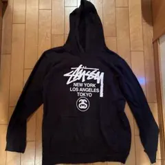 Stussy ブラック パーカー フード付き