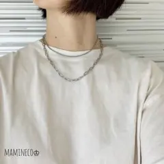 オールステンレス製 ロングチェーンマンテルネックレス