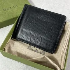 箱付き✨ グッチ GUCCI ジャンボ GG柄 マネークリップ レザー ブラック
