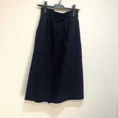 【最終値下】グラシアウエストリボン フレアロングスカート ネイビー
