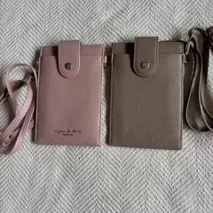 スマホショルダーバッグ ピンク ブラウン