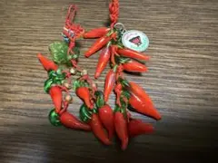 【ビンテージ・平成レトロ】赤い唐辛子 ストラップ 飛騨お土産 お守り 魔除け