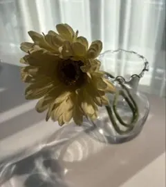 クリアガラス ラフルエッジ花瓶／造花セット