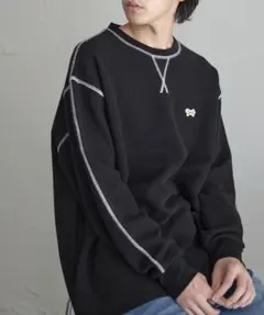【PENNEYS／ペニーズ】別注THE FOXロゴ刺繍 ワッフル長袖TシャツL黒のサムネイル