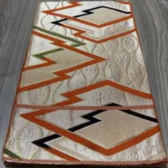 袋帯 正絹  六通 送料込み 金系の朱色 66番