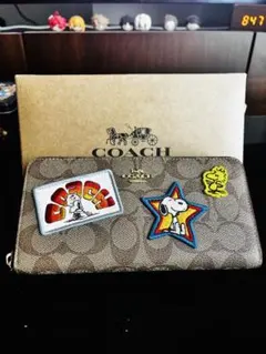 【COACH x スヌーピー】レア！ストラップ付き長財布 PEANUTS