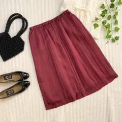 【美品✨売り切れ必至】ユナイテッドアローズ プリーツ膝丈スカート ワインレッド