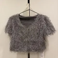 GRL フェザーヤーン 半袖カーディガン グレー Mのサムネイル