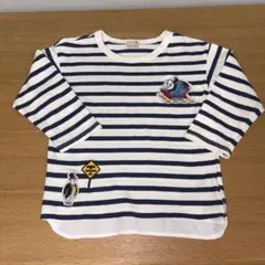 petit main トーマス刺繍 ストライプ長袖カットソー