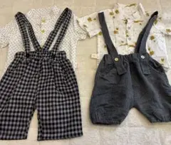 ベビー服 セットアップ サスペンダー付きボトムス 半袖シャツ Sサイズ約90㎝