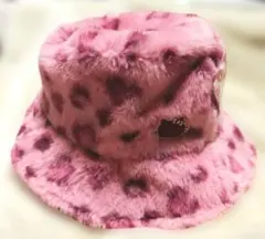 ハローキティ　ピンク ヒョウ柄 ファーバケットハット　サンリオ