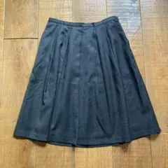 無印良品 ウール混 ひざ丈タックスカート チャコールグレー フォーマル 67 L
