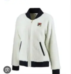 FILA ボアフリースジャケット ホワイト/ネイビー