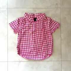 babyGAP ギンガムチェック 半袖シャツ ピンク 80cm