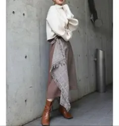 【murua 】 ムルーア スウィッチングパターン フレアスカート　ドッキング