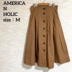 AMERICAN HOLIC フレアスカート【M】ミモレ丈 タック 1226
