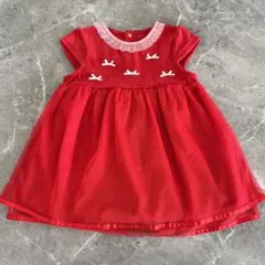 美品 BeBe べべ 赤 チュール リボン ドレス