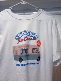 SUNSUN Ice Cream プリントTシャツ ホワイト