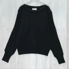 MARQUISE デザインネック　リブスリーブ　ニット　黒