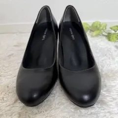 レディワーカー パンプス 黒23.0cm EEE 幅広 ミドルヒール 通勤