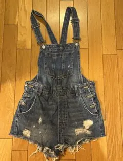 カジュアルデニム オーバーオール ショートパンツ