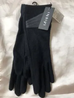 ✧新品✧INDIVI 手袋 ウール 羊革 ブラック 黒