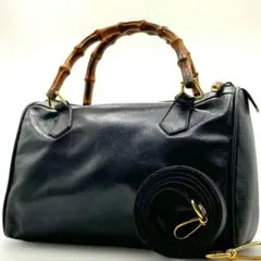 GUCCI バンブー 2way ミニボストン ハンドバッグ レザー ショルダー