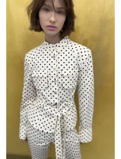 タグ付き新品★ZARAのドット柄シャツジャケット★Mサイズ★ホワイト/ブラック色