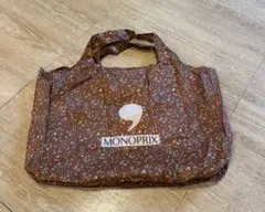 MONOPRIX エコバッグ 花柄 ブラウン　折りたたみのサムネイル