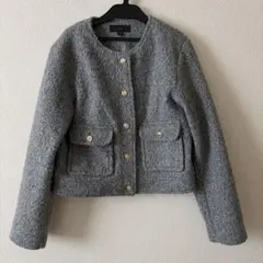 ザラ　【ZARA】ゴールドボタンブークレジャケット グレー Mのサムネイル