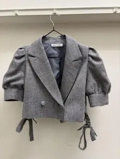 REDYAZEL ショートジャケット グレー パフスリーブ レディース