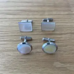 ホワイト貝殻カフリンクス