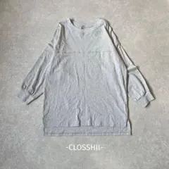 CLOSSHII/クルーネックTシャツ/LL/グレー/綿100%/ボリューム袖