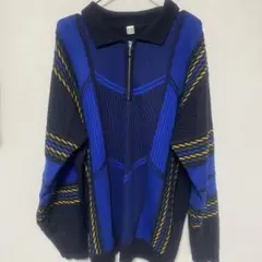 青と黒のジップアップニット