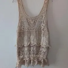 レディースチュニック　Mサイズ　ベージュ　　 レース
