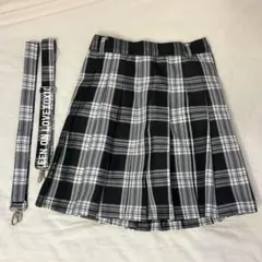 LOTETOXIC サスペンダー付きチェックスカート 制服 卒服 黒 ブラック