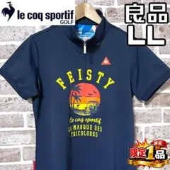 【早い者勝ち✨】ルコックゴルフ レディース 半袖ジップシャツ LL ネイビー/紺のサムネイル
