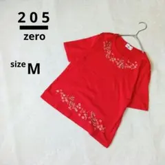205 zero <コットン100%> 半袖TシャツM~L 赤系　刺繍　日本製
