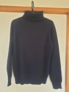 再値下げ　カシミア ネイビー タートルネック ニット 長袖 Johnstons