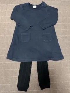 デビロック　ネイビー ワンピースと新品レギンス2点セット　90-95 女の子