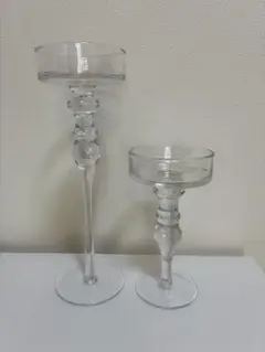 ガラス製キャンドルホルダー2個セット