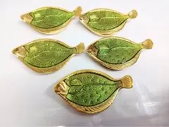 美術おてもと置 七宝焼 カレイ 魚 箸置き 5個セット 縁起物 アンティーク