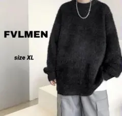 FVLMEN JシャギーファークルーニットプルオーバーX Lブラック上品な雰囲気のサムネイル