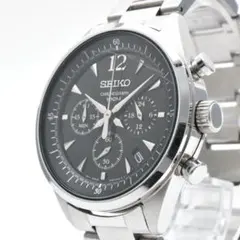 Working SEIKO men's chronograph watch with black dial