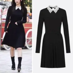 美品 Christian Dior プリーツショートドレス 38 ブラックのサムネイル