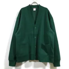 新品 裏起毛 ビッグシルエット スウェット カーディガン メンズ グリーン M