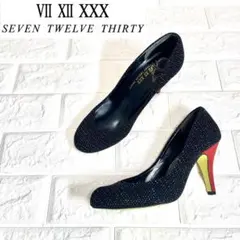 【ほぼ未使用】セブントゥエルブサーティー キラキラパンプス ラメ カラーヒール