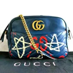 極美品！グッチ GGマーモント ゴースト キルティング チェーンショルダーバッグ