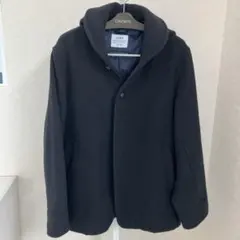 【coen】フード付き濃紺ウール混紡コートLサイズ