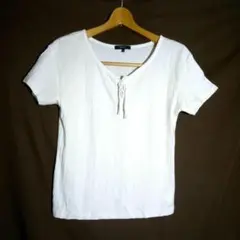 コムサイズム【9】半袖 Vネック Tシャツ カットソー ホワイト